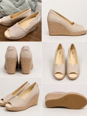 TOMS Cream Open-Toe Espadrille Wedge